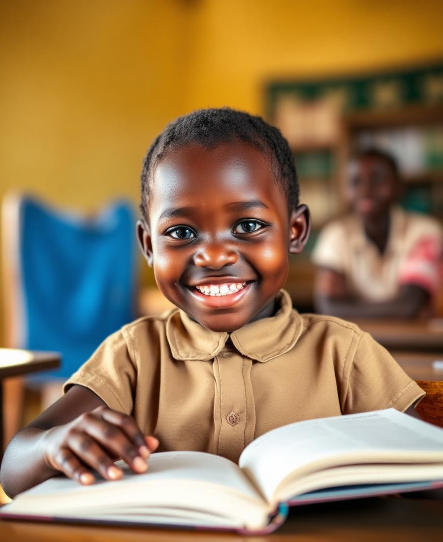 Orphan girl reading